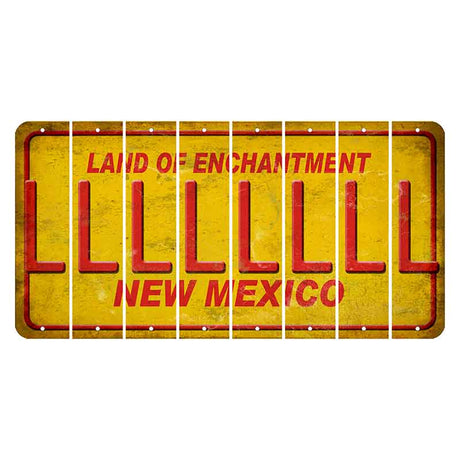 New Mexico Yellow Land of Enchantment Cut License Plate Strips (Set of 8) L