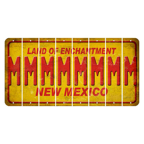 New Mexico Yellow Land of Enchantment Cut License Plate Strips (Set of 8) M