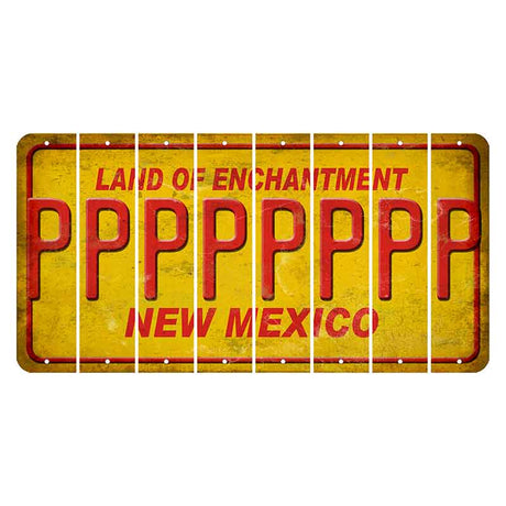 New Mexico Yellow Land of Enchantment Cut License Plate Strips (Set of 8) P