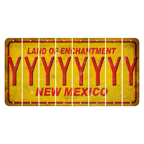 New Mexico Yellow Land of Enchantment Cut License Plate Strips (Set of 8) Y