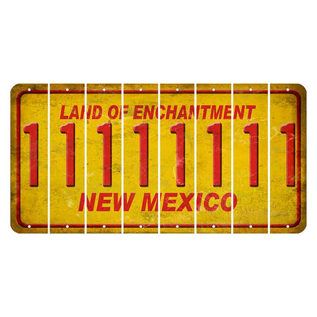 New Mexico Yellow Land of Enchantment Cut License Plate Strips (Set of 8) 1