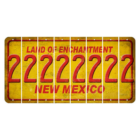 New Mexico Yellow Land of Enchantment Cut License Plate Strips (Set of 8) 2