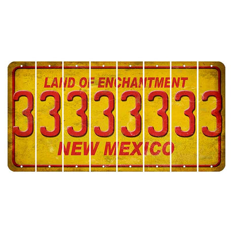 New Mexico Yellow Land of Enchantment Cut License Plate Strips (Set of 8) 3