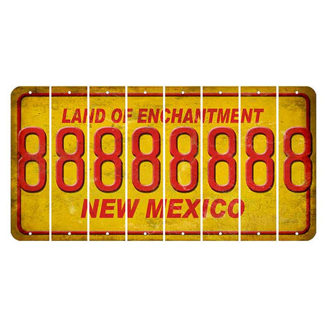 New Mexico Yellow Land of Enchantment Cut License Plate Strips (Set of 8) 8