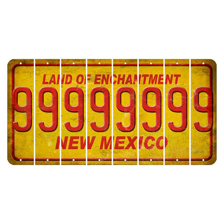 New Mexico Yellow Land of Enchantment Cut License Plate Strips (Set of 8) 9