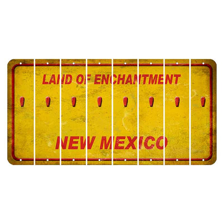 New Mexico Yellow Land of Enchantment Cut License Plate Strips (Set of 8) Apostrophe