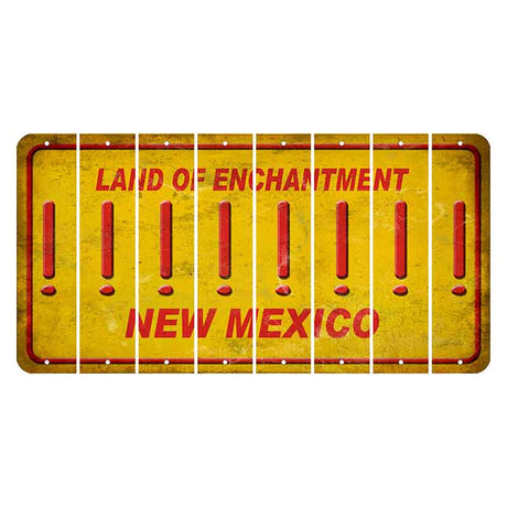 New Mexico Yellow Land of Enchantment Cut License Plate Strips (Set of 8) Exclamation Point