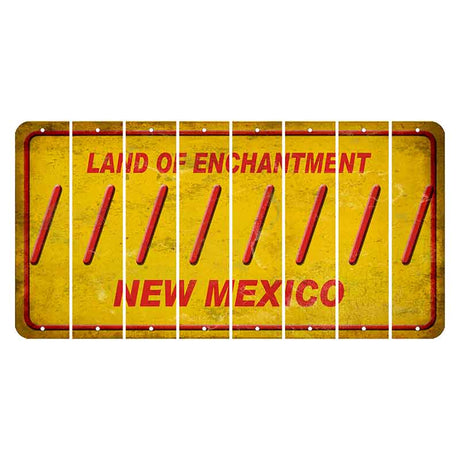 New Mexico Yellow Land of Enchantment Cut License Plate Strips (Set of 8) Forward Slash