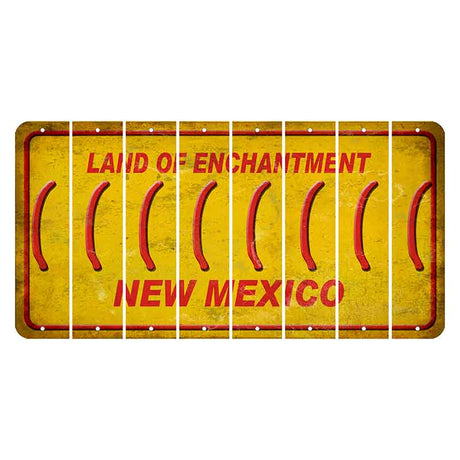 New Mexico Yellow Land of Enchantment Cut License Plate Strips (Set of 8) Parenthesis - Left