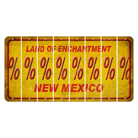 New Mexico Yellow Land of Enchantment Cut License Plate Strips (Set of 8) Percent Sign