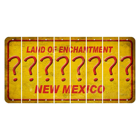 New Mexico Yellow Land of Enchantment Cut License Plate Strips (Set of 8) Question Mark