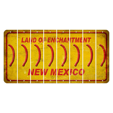 New Mexico Yellow Land of Enchantment Cut License Plate Strips (Set of 8) Parenthesis - Right