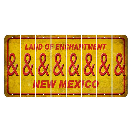 New Mexico Yellow Land of Enchantment Cut License Plate Strips (Set of 8) And Sign