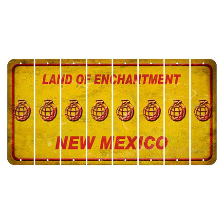 New Mexico Yellow Land of Enchantment Cut License Plate Strips (Set of 8) Grenade