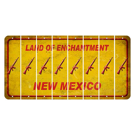 New Mexico Yellow Land of Enchantment Cut License Plate Strips (Set of 8) Rifle