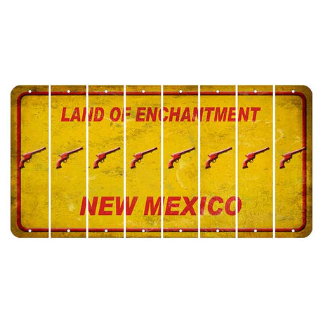 New Mexico Yellow Land of Enchantment Cut License Plate Strips (Set of 8) Revolver