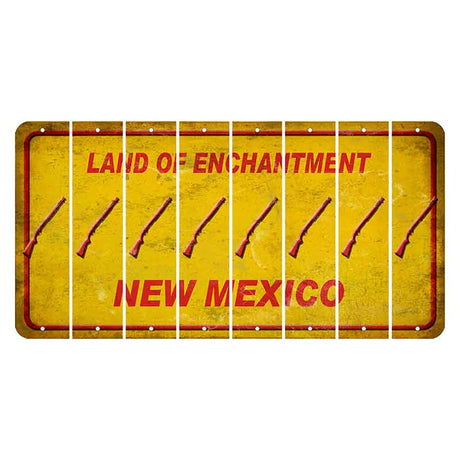 New Mexico Yellow Land of Enchantment Cut License Plate Strips (Set of 8) Shotgun