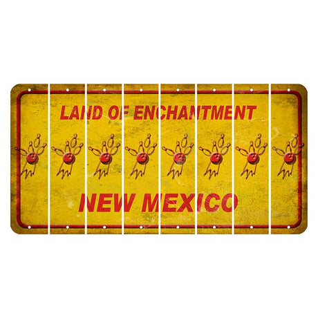 New Mexico Yellow Land of Enchantment Cut License Plate Strips (Set of 8) Bowling