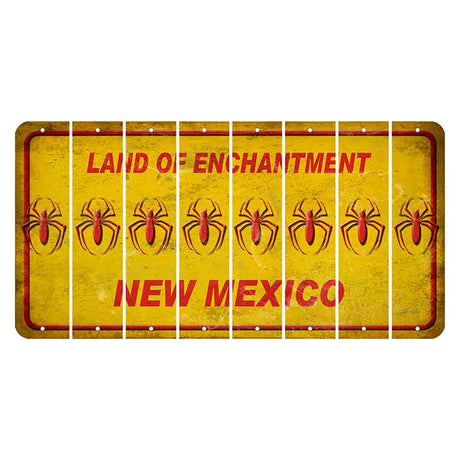 New Mexico Yellow Land of Enchantment Cut License Plate Strips (Set of 8) Spider