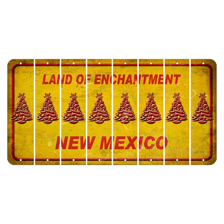 New Mexico Yellow Land of Enchantment Cut License Plate Strips (Set of 8) Christmas Tree