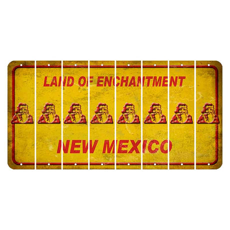 New Mexico Yellow Land of Enchantment Cut License Plate Strips (Set of 8) Santa Claus