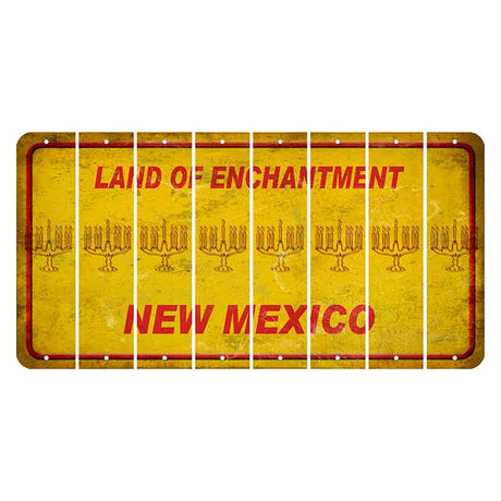 New Mexico Yellow Land of Enchantment Cut License Plate Strips (Set of 8) Menorah