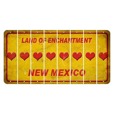 New Mexico Yellow Land of Enchantment Cut License Plate Strips (Set of 8) Heart