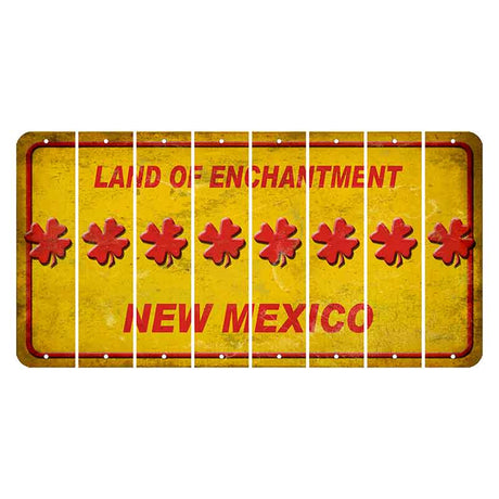 New Mexico Yellow Land of Enchantment Cut License Plate Strips (Set of 8) Shamrock