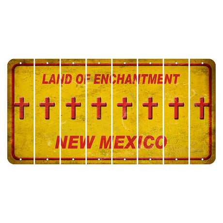 New Mexico Yellow Land of Enchantment Cut License Plate Strips (Set of 8) Cross