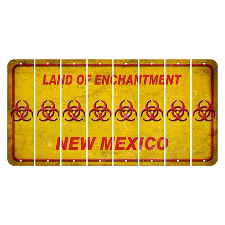 New Mexico Yellow Land of Enchantment Cut License Plate Strips (Set of 8) Radioactive