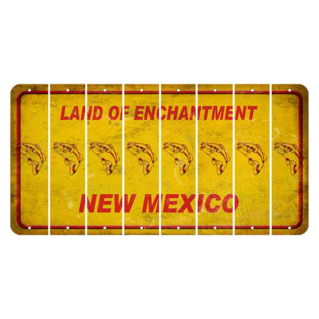 New Mexico Yellow Land of Enchantment Cut License Plate Strips (Set of 8) Fish