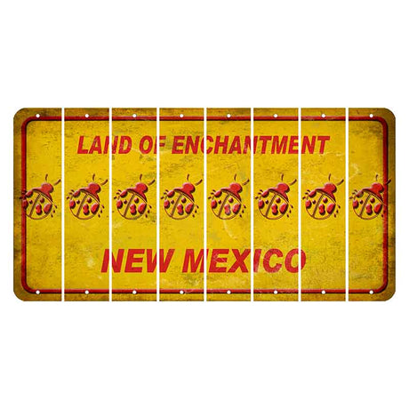 New Mexico Yellow Land of Enchantment Cut License Plate Strips (Set of 8) Ladybug