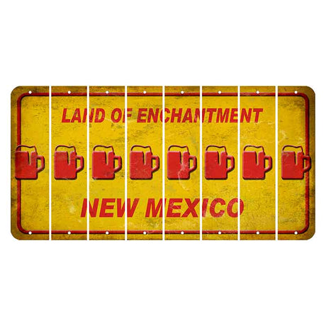 New Mexico Yellow Land of Enchantment Cut License Plate Strips (Set of 8) Beer Mug