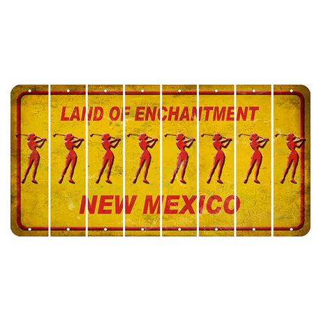 New Mexico Yellow Land of Enchantment Cut License Plate Strips (Set of 8) Female Golfer