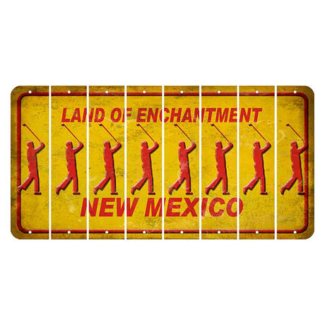 New Mexico Yellow Land of Enchantment Cut License Plate Strips (Set of 8) Male Golfer