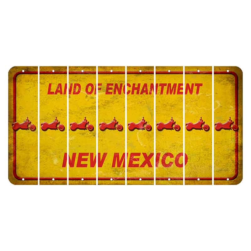 New Mexico Yellow Land of Enchantment Cut License Plate Strips (Set of 8) Motorcycle