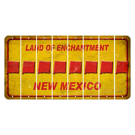 New Mexico Yellow Land of Enchantment Cut License Plate Strips (Set of 8) State Silhouette