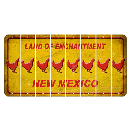 New Mexico Yellow Land of Enchantment Cut License Plate Strips (Set of 8) Chicken