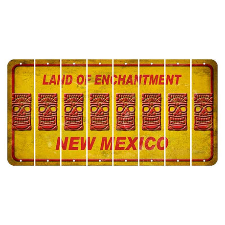 New Mexico Yellow Land of Enchantment Cut License Plate Strips (Set of 8) Tiki