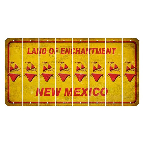 New Mexico Yellow Land of Enchantment Cut License Plate Strips (Set of 8) Bikini