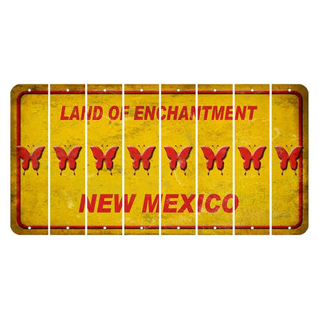 New Mexico Yellow Land of Enchantment Cut License Plate Strips (Set of 8) Butterfly