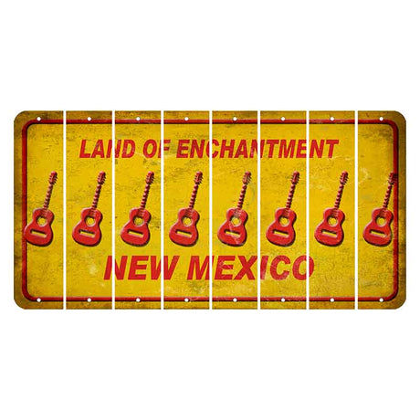 New Mexico Yellow Land of Enchantment Cut License Plate Strips (Set of 8) Guitar