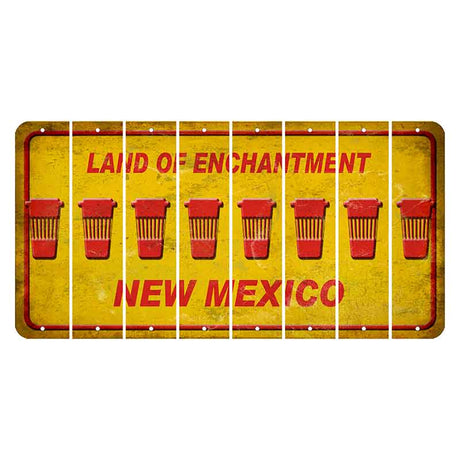 New Mexico Yellow Land of Enchantment Cut License Plate Strips (Set of 8) Latte