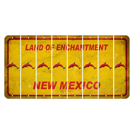 New Mexico Yellow Land of Enchantment Cut License Plate Strips (Set of 8) Dolphin