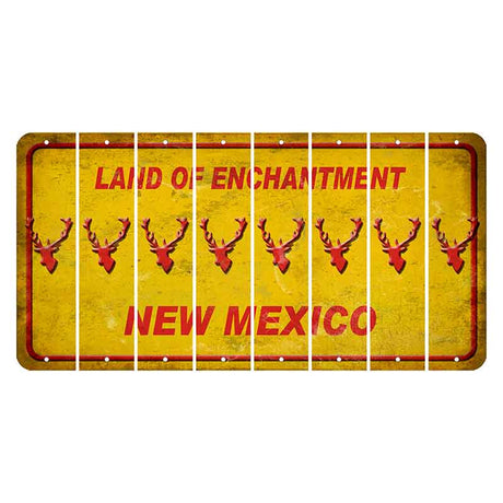 New Mexico Yellow Land of Enchantment Cut License Plate Strips (Set of 8) Elk