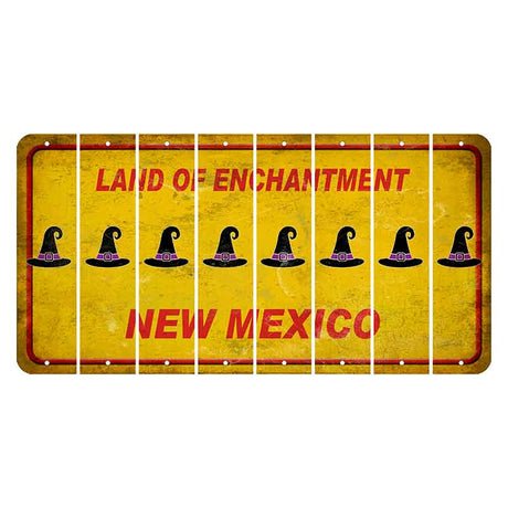 New Mexico Yellow Land of Enchantment Cut License Plate Strips (Set of 8) Witches Hat