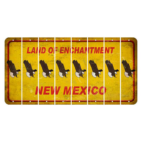 New Mexico Yellow Land of Enchantment Cut License Plate Strips (Set of 8) Bald Eagle