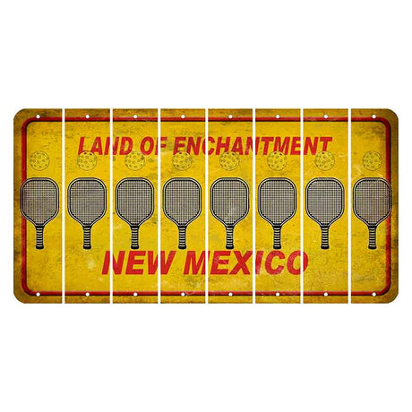 New Mexico Yellow Land of Enchantment Cut License Plate Strips (Set of 8) Pickleball