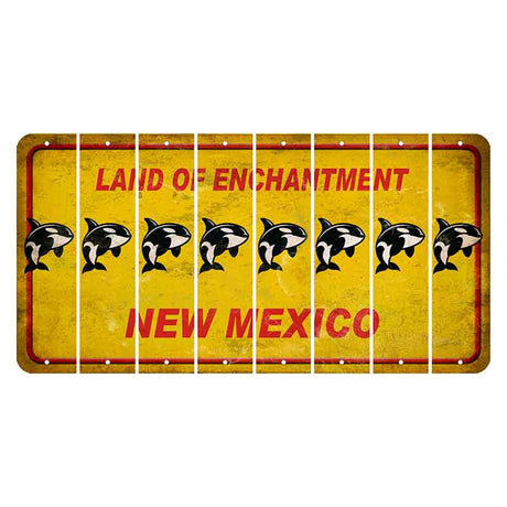 New Mexico Yellow Land of Enchantment Cut License Plate Strips (Set of 8) Whale