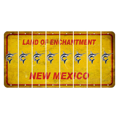 New Mexico Yellow Land of Enchantment Cut License Plate Strips (Set of 8) Swordfish